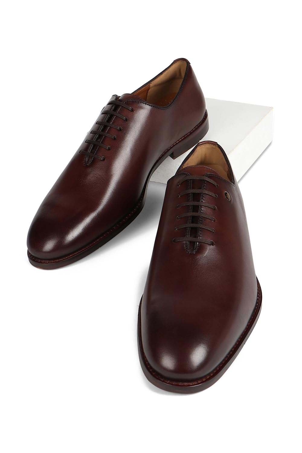 Louis Philippe Men Brown Leather Lace Up Shoes, 10 Uk