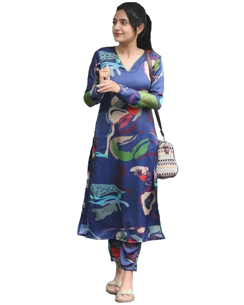 ANNI DESIGNER Womens Cotton Blend Straight Printed Kurta with Pant (Barish Blue_5XL_Blue_XXXXX-Large)