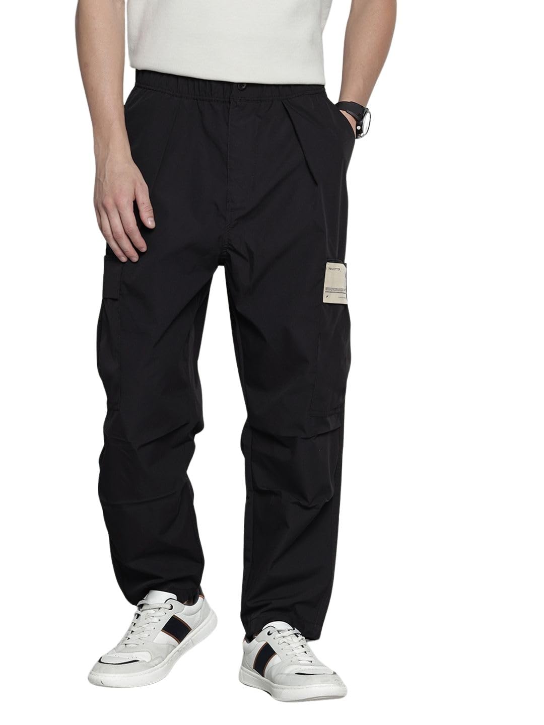 The Indian Garage Co Mens Loose Tapered Fit Textured Cargo Pants