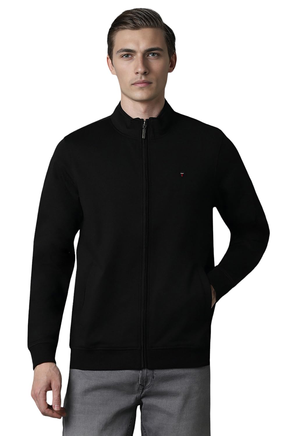 Louis Philippe MenS Cotton Regular High Neck Sweatshirt (Lrstcrgf151648_Black, Large
