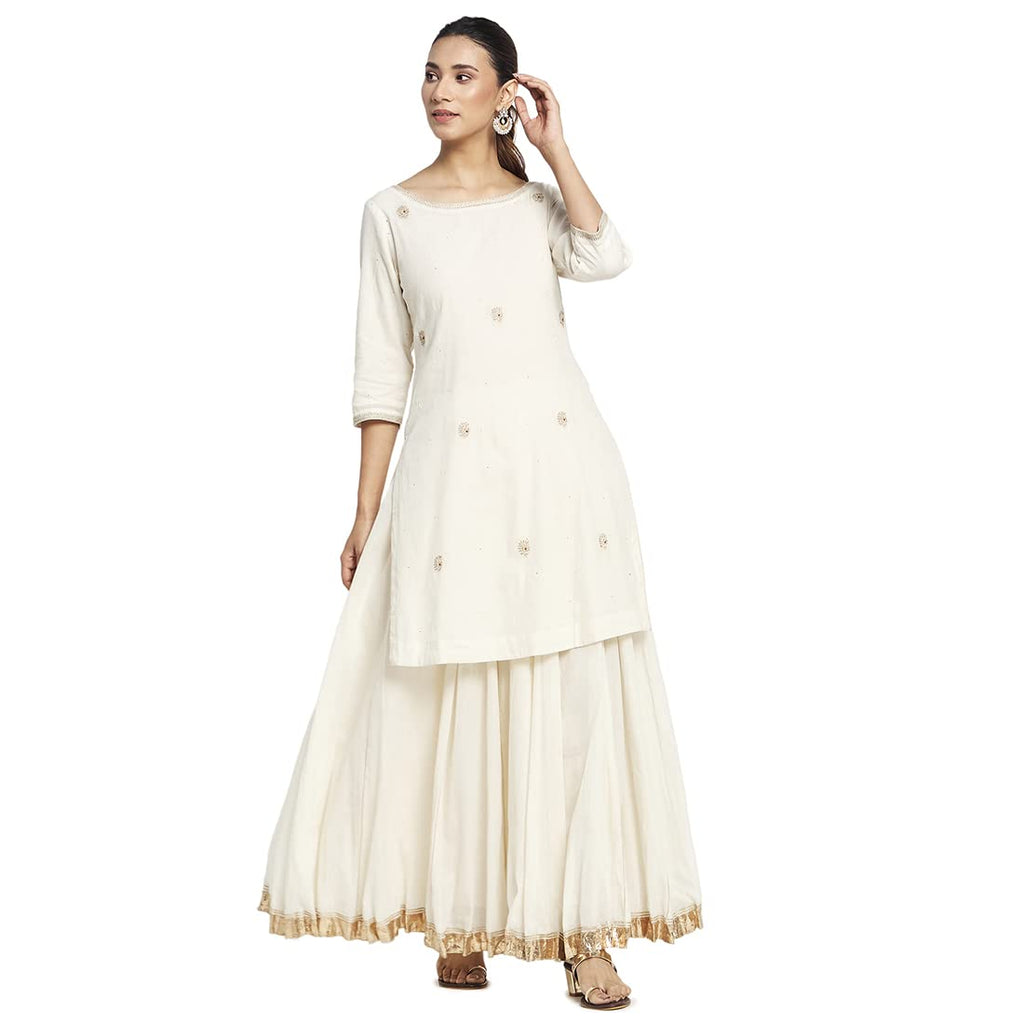 Fabindia Women Cotton Kurta Set Natural_S