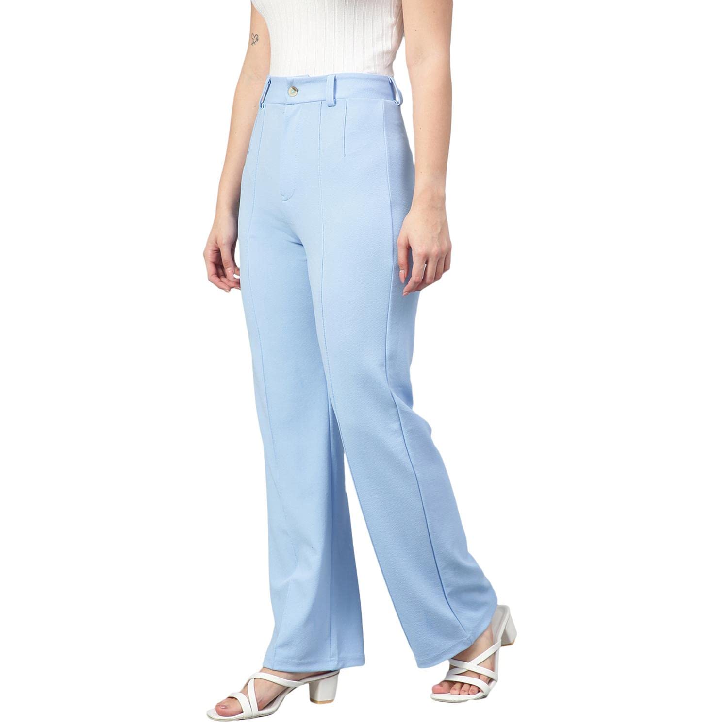 Kotty Womens High Rise Viscose Rayon Solid Trousers