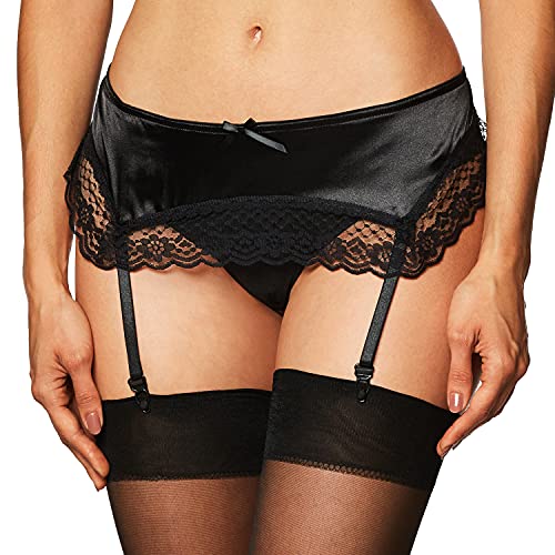 SATIN GARTER BELT BLACK Q/S