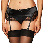 SATIN GARTER BELT BLACK Q/S