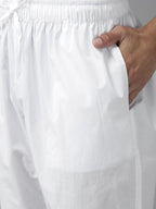 See Designs Mens Kurta - Specially Crafted And Designed For The Eid Festival Men Blue Cotton Straight Kurta With Slub Effect Wit