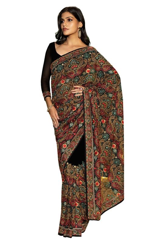 Soch Women Georgette Embroidered Saree with Work