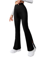 Digital Shopee WomenS & Girls Regular Fit Solid Side Split Hem Flare Leg Bell Bottom Pants Trouser (Black, Extra Large)
