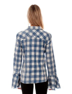 PLAID BELL SLEEVE TOP