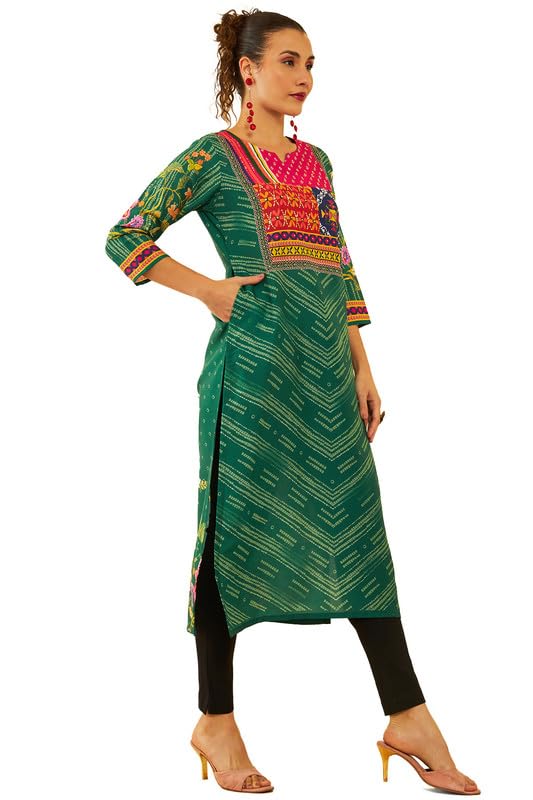 Soch Women Muslin Blend Floral Printed Kurta with Sequinned