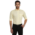 Turtle Men Cotton Linen Regular Fit Solid Full Sleeve Formal Shirt Cream