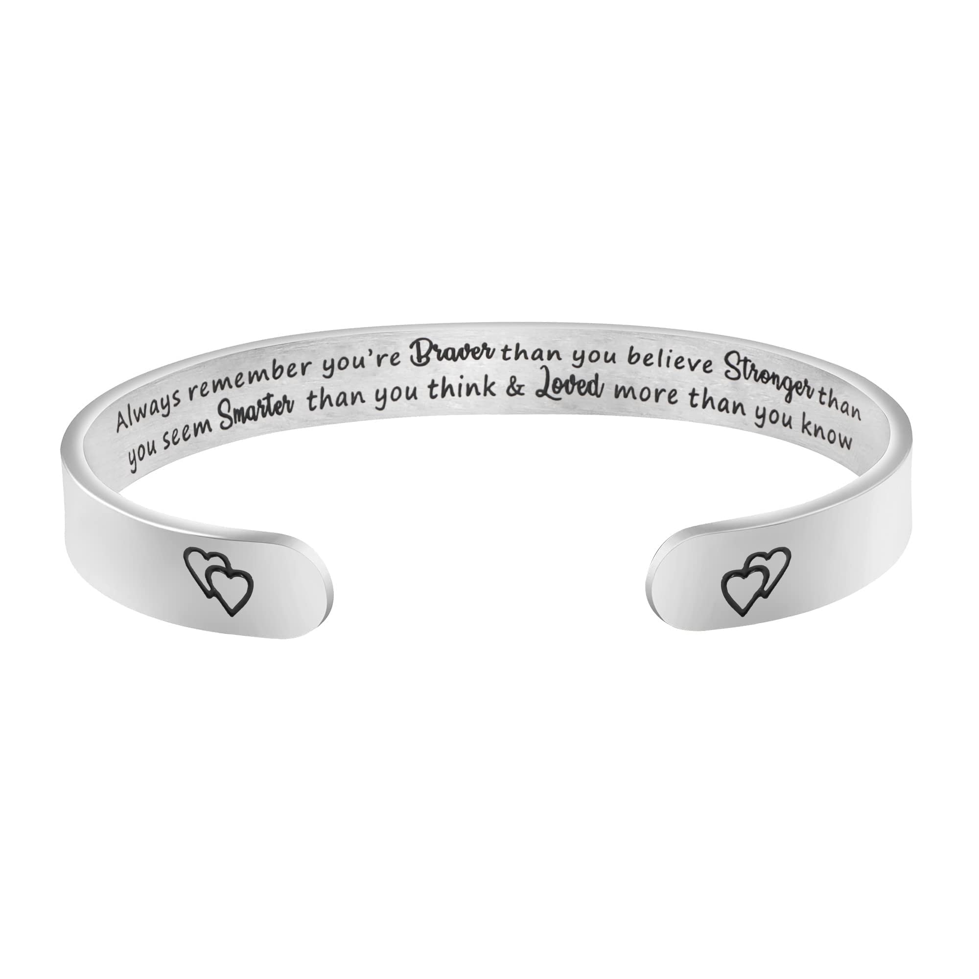 JoycuFF Inspirational Bracelets for Women Birthday Gifts Friendship Gifts for Women Friends Engraved Stainless Steel Cuff Bracel