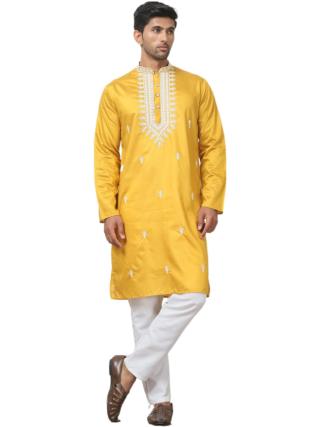 Jompers Mens Collar Embroidered & Sequin Kurta Pyjama Set
