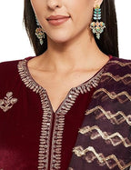 Ketch Polyester Women'S Regular Fit Full Sleeve Kurta With Pant & Dupatta