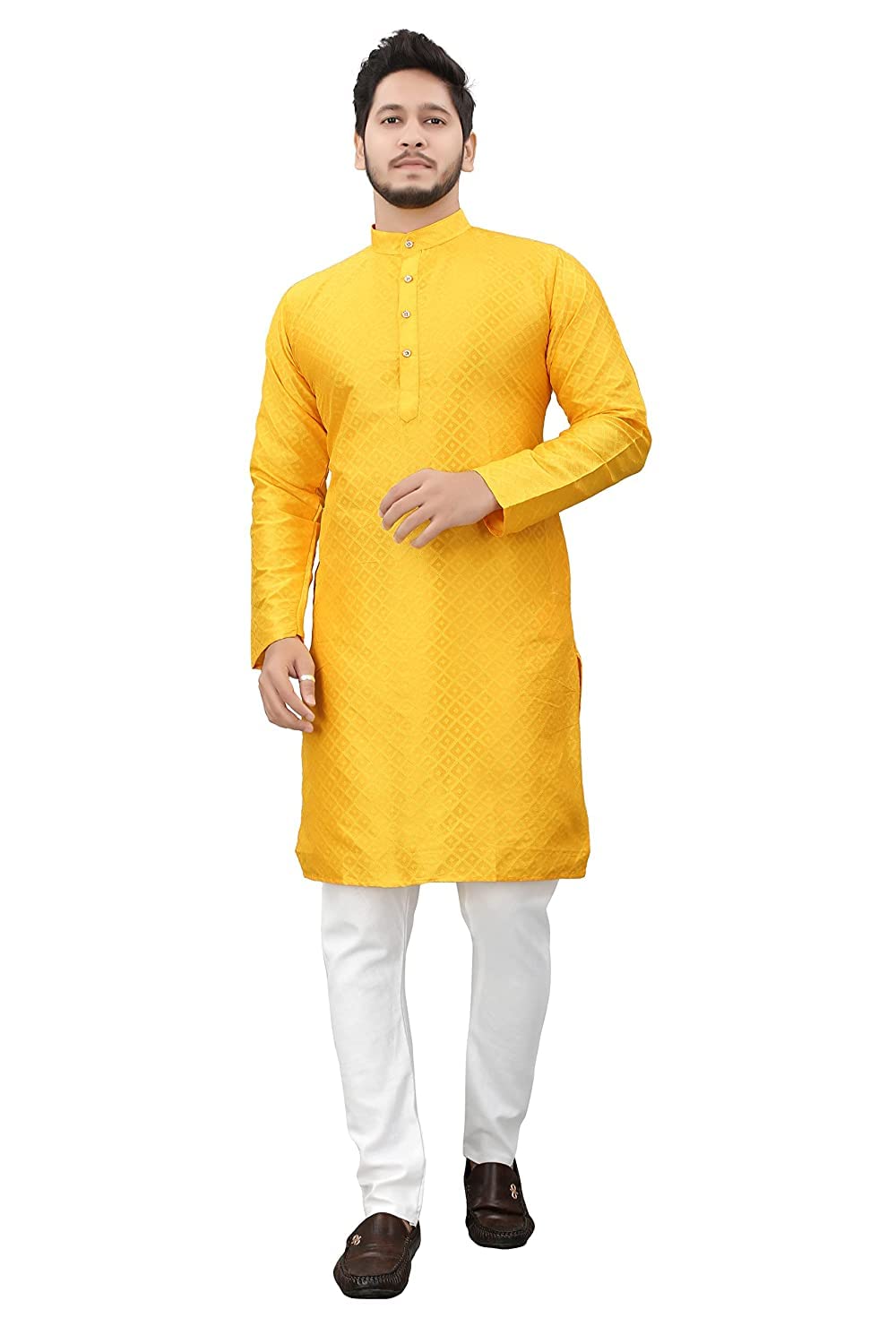 Baghadbillo Mens Cotton Blend Kurta With Mandarin Collar Neck Botton Down Full Sleeves Straight Lenght And Two Side Pockets | Ku