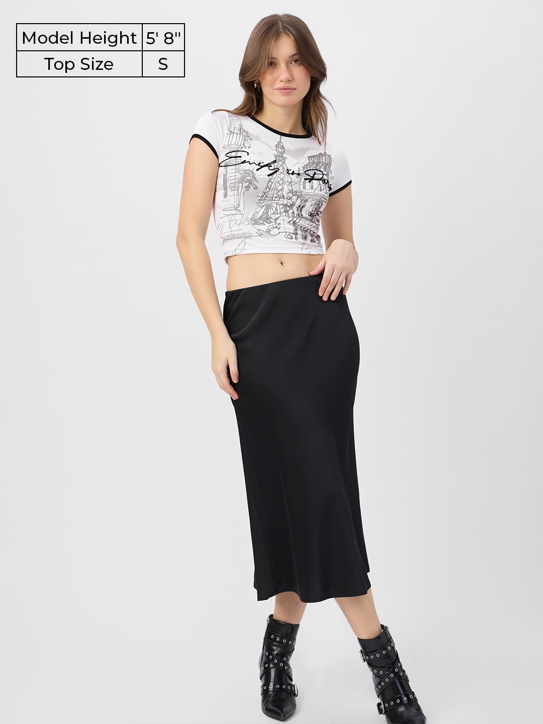 The Souled Store Official Emily in Paris: Parisian Chic Short Sleeve Round Neck Slim Fit Cropped Tops for Women and Girls - Tren