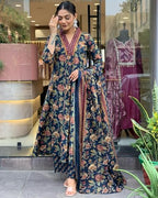 ANNI DESIGNER Womens Rayon Blend Anarkali Printed Kurta with Palazzo & Dupatta (CIA Blue_4XL_Blue_XXXX-Large)