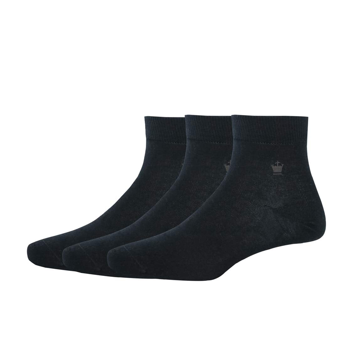 Louis Philippe MenS Cotton Quarter Crew Length Socks (Pack Of 3) Black