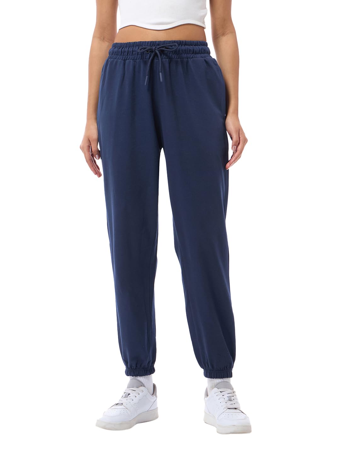 Bewakoof Air 1.0 Womens Solid Super Loose Fit Joggers_624667_Blue_2XL