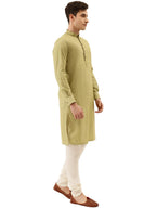 Manyavar Solid Plain Knee Long Full Sleeves Kurta and Churidar Set for Men