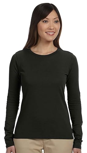 Ladies 44 oz 100% Organic cotton classic Long-Sleeve T-Shirt - BLAcK - S(D0102H7Z22J)