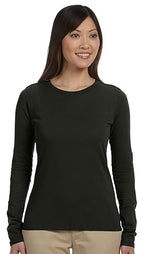 Ladies 44 oz 100% Organic cotton classic Long-Sleeve T-Shirt - BLAcK - S(D0102H7Z22P)