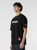 The Souled Store Mission Impossible: Ethan Hunt Men and Boys Short Sleeves Round Neck Black Graphic Printed Cotton Oversized T-S