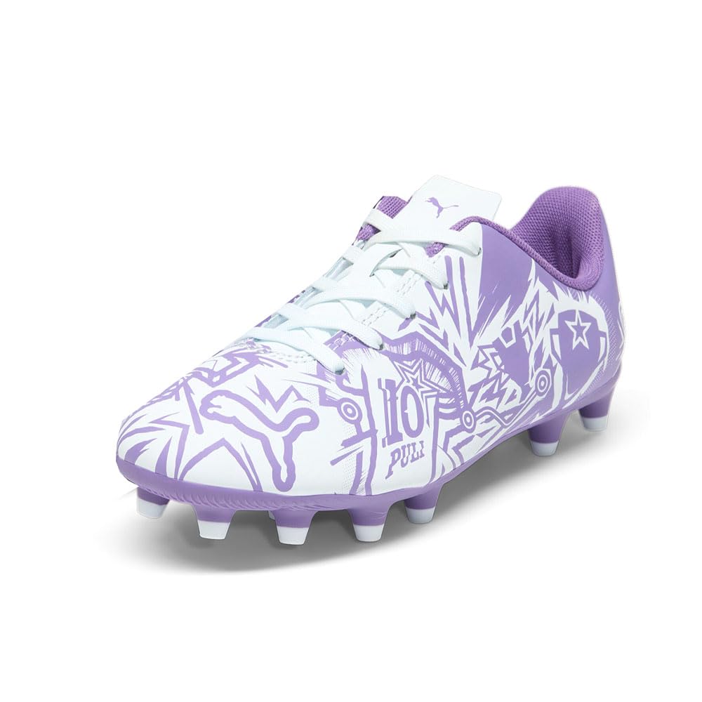 PUMA Tacto Christian Pulisic Firm, Artificial Ground Soccer Cleats Sneaker, Dewdrop-Ultraviolet, 1 US Unisex Big Kid