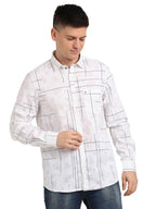 Turtle Men PC Slim Fit White Printed Full Sleeve Casual Shirt