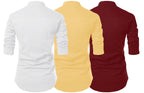 Finivo Fashion MenS Cotton Blend Regular Fit Solid Casual Kurta Shirt Pack Of 3