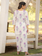 Tee Projekt Cotton Ethnic Wear Co Ord Set For Women | Travel Co Ord Set For Women White