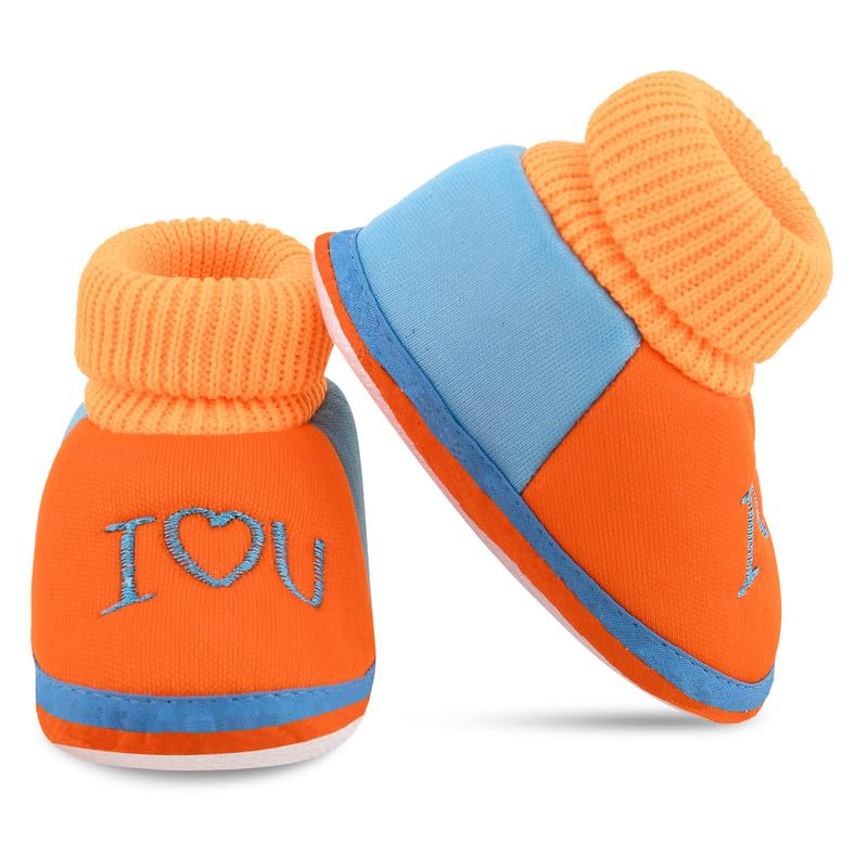 Smartots 09 Months New Born Baby Shoes/Kids Footwear/Baby Booties Shoes, IloveuOrange 0-9