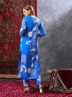ANNI DESIGNER Womens Rayon Blend Straight Printed Kurta with Pant (ANAAR-BLUE-VKS03_M_Blue_Medium)