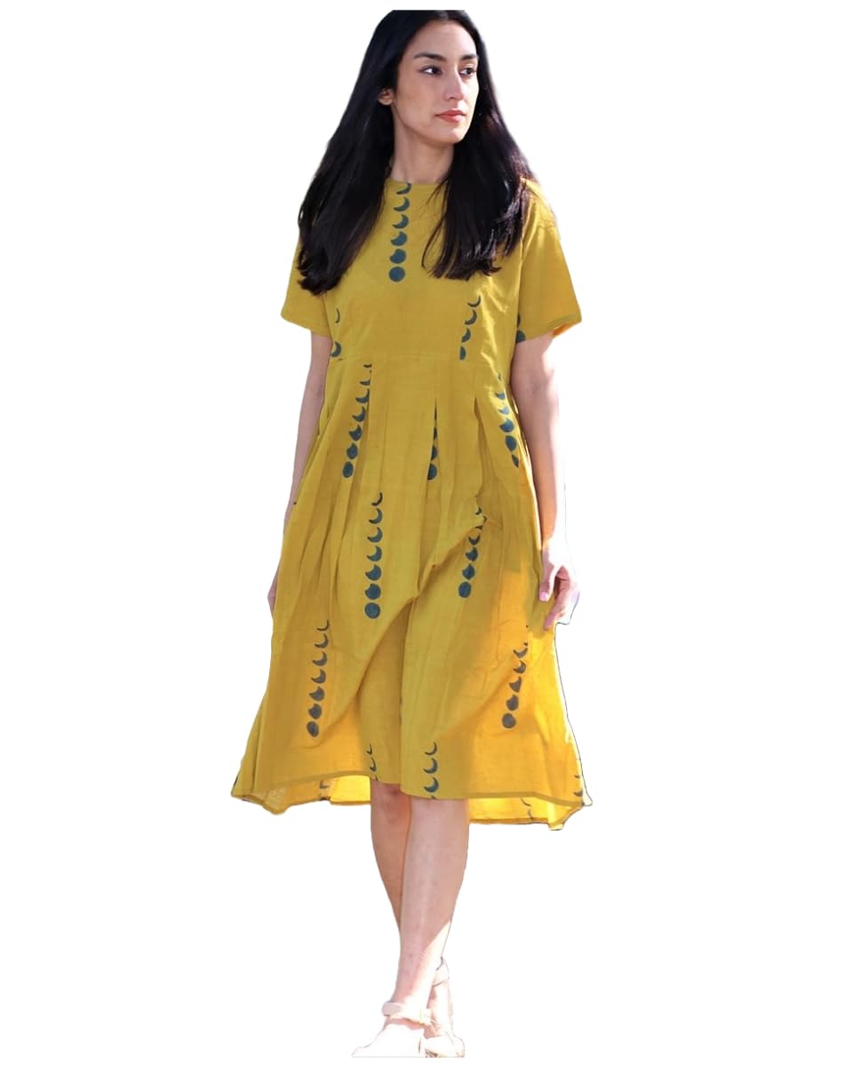 Gosriki Women'S Rayon Blend Anarkali Printed Kurta (Kazi Yellow-Gs_Xxl_Yellow_Xx-Large)