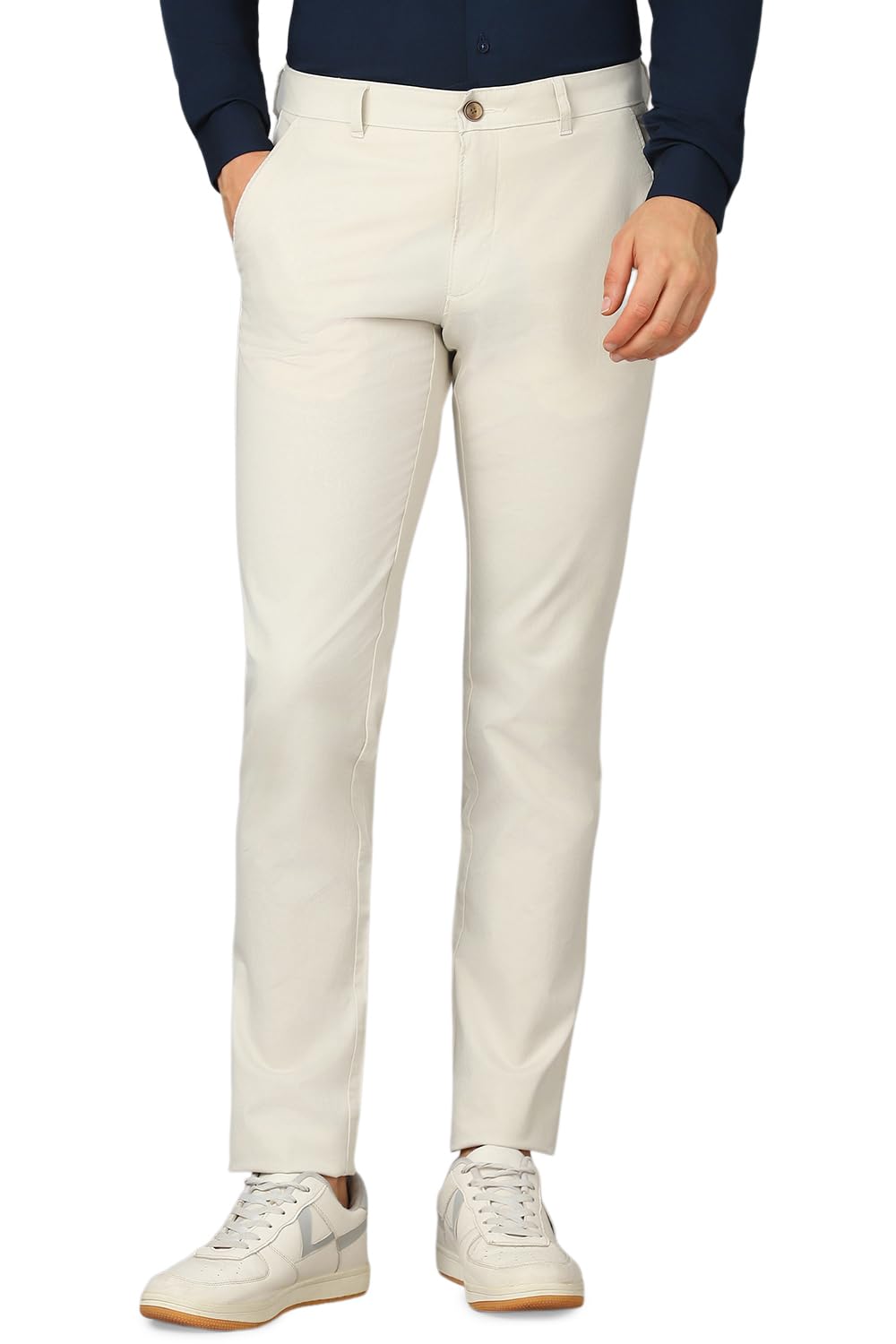 Louis Philippe Men Mid Rise Tapered Pants (Lytfcslpa24329_Beige, 38)