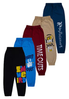 T2F Boys Cotton Regular Fit Printed Track Pants (Pack fo 5)