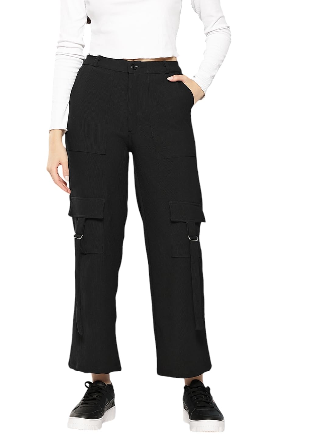 Aarika Womens Casual Wear Black Colour Solid Nylon Pant (28-34)