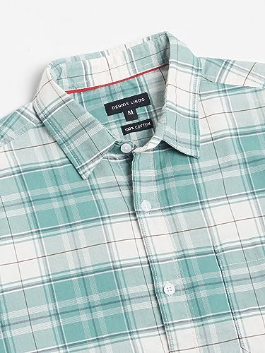 Dennis Lingo MenS Checks Green Spread Collar Casual Shirt