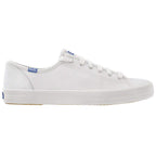 Keds Kickstart Lace Up, Sneaker Womens, White/Blue Leather, 7.5 Medium