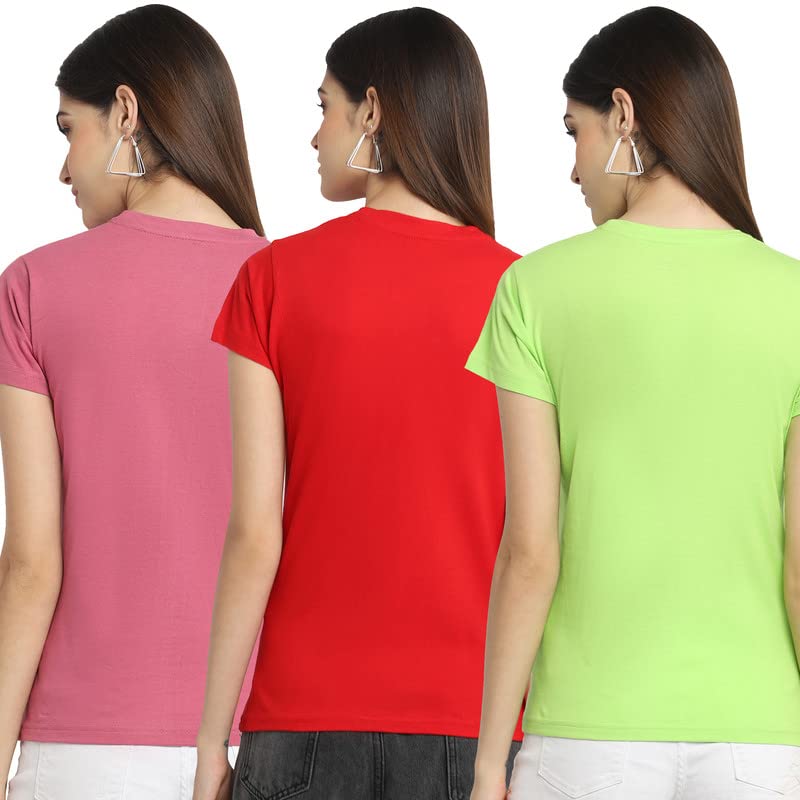 Preneum Womens Cotton Regular Fit Latest Graphic Stylish Printed Short Sleeves Casual T-Shirt || Latest Trendy & Styles (Pack 3