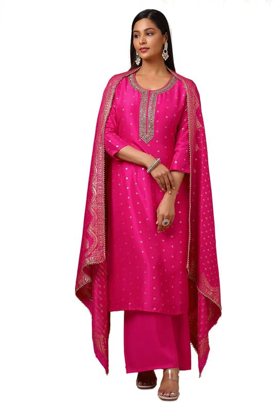 Soch Women Silk Blend Zari Woven Suit Set with Beads and Stones