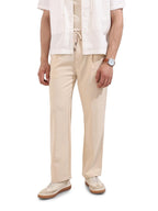 The Indian Garage Co Mens Relaxed Fit Textured Mid-Rise Stretchable Trousers Sweater