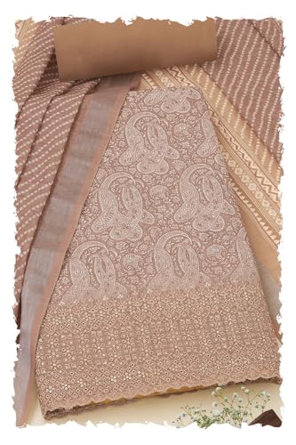 Soch Women Linen Paisley Print Unstitch Dress Material with Sequins