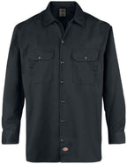 Dickies mens Long-sleeve work utility button down shirts, Black, Small US