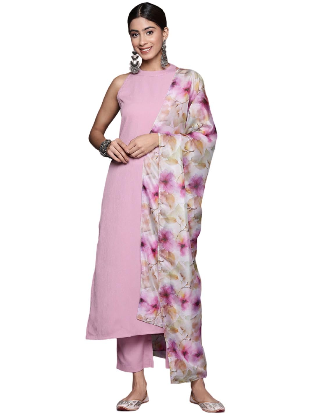 Varanga Women'S Crepe Regular Kurta Set (Nv_Vskd31466_Vardup1426_Pink