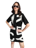 Bewakoof X Official Disney Merchandise WomenS Mickey Typography Cotton Dress - Oversized Fit, Round Neck, Half Sleeves_582051_B