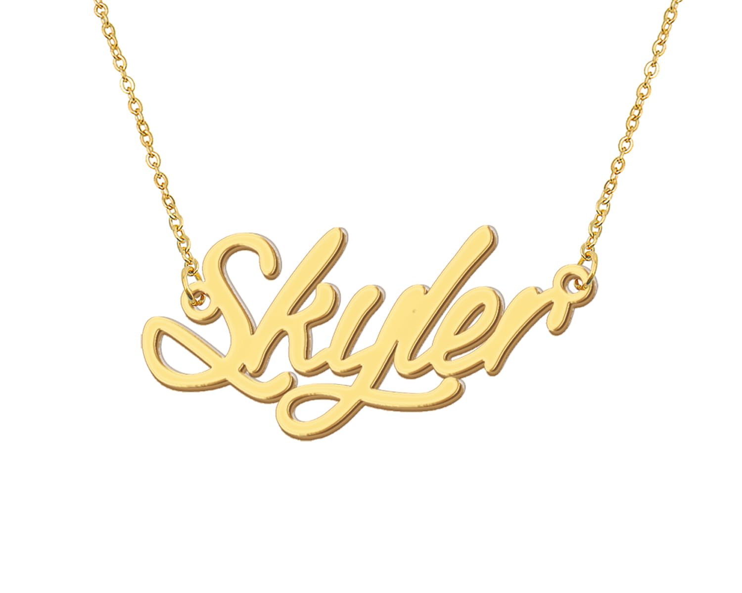 Aoloshow Skyler Name Necklace 18k Gold Plated Stainless Steel Mens Nameplate Jewelry for Christmas