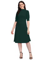 PURVAJA Womens Corduroy Fit and Flare Knee-Length Dress Ruby-115-GN-XL_Green