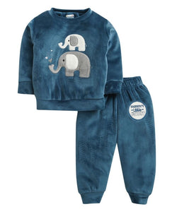 Bumzee Boys Velvet Regular Fit Winter Set Teal Blue - 18-24 Months (Peb10718E-Tel)