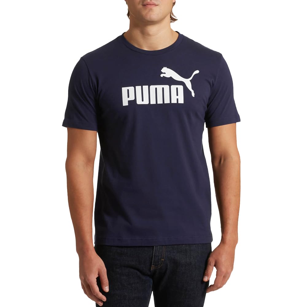 Puma Men's Essentials Logo T-Shirt (Available in Big & Tall), Navy, Medium