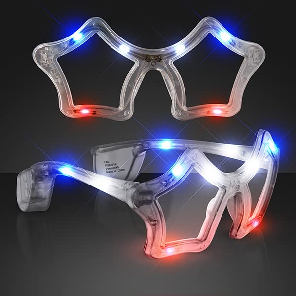 blinkee Red White Blue Flashing LED Star Sunglasses